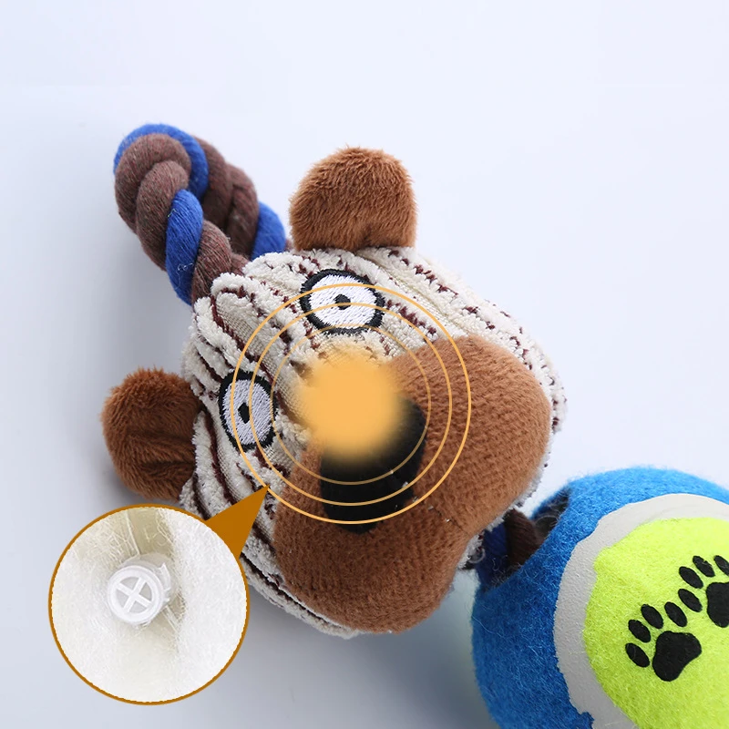 Dog Teeth Grinding Helps To Clean Teeth Monkey Pattern Cotton Rope Gnawing Toys Corduroy Anti Biting Tennis Pets Grinding Teeth