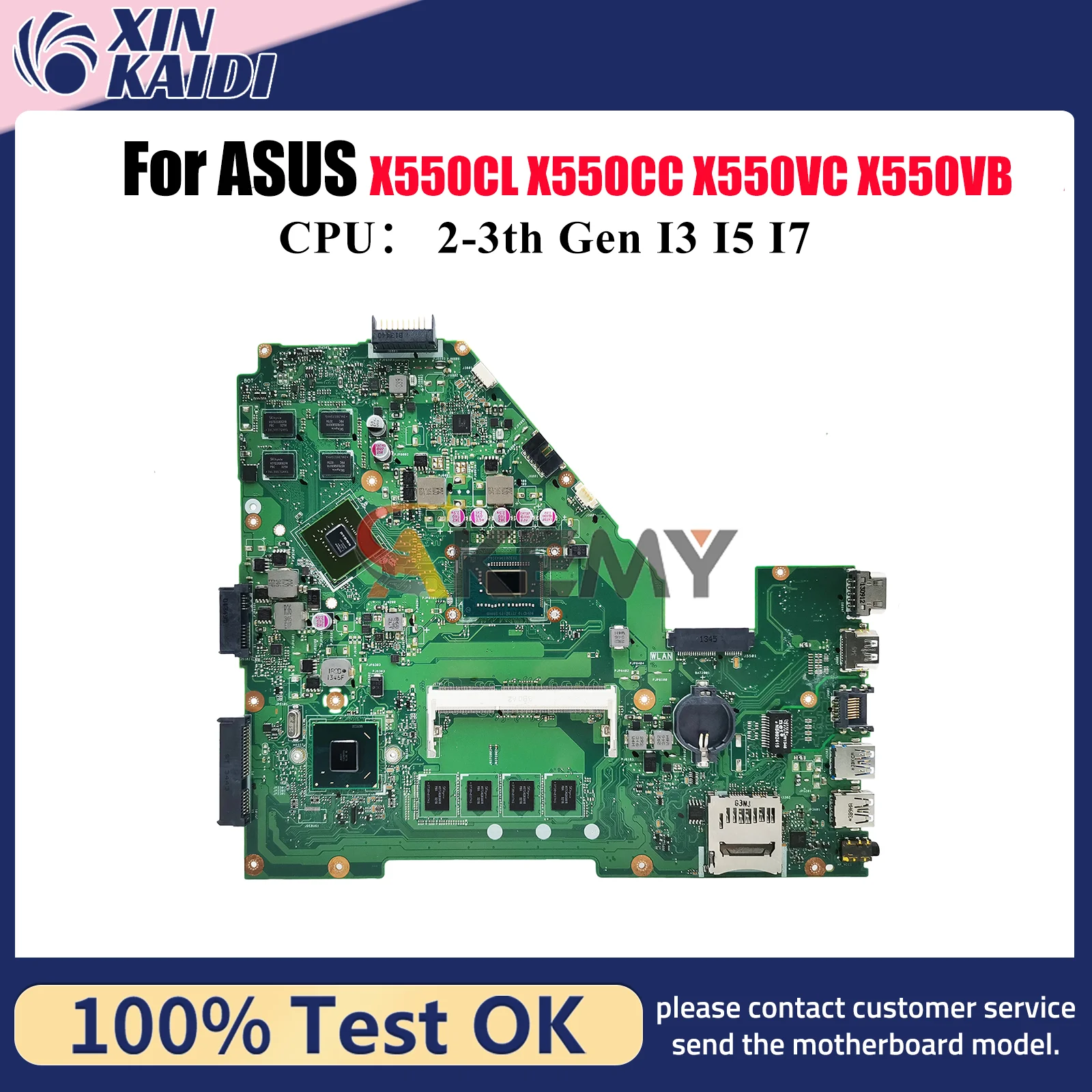 

X550CC Laptop Motherboard For ASUS VivoBook X550C R513C X550CC X550VC X552 X550CL X550VB A550V Y581C Mainboard With I3 I5 I7 CPU
