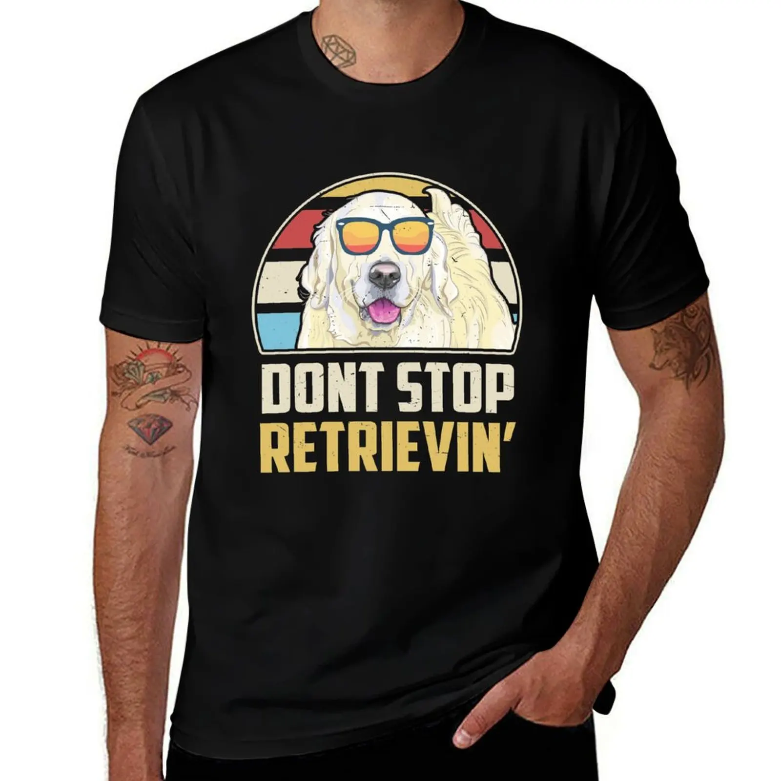 Funny Vintage Dont Stop Retrieving English Cream Golden Retriever T-Shirt graphic shirts mens white t shirts