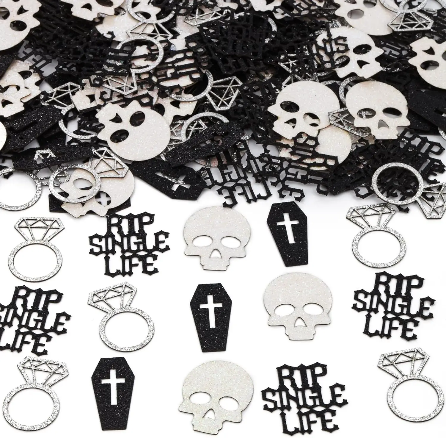 

Gothic Bachelorette Party Decor Rip Single Life Confetti Glitter for Table Skull Coffin Paper Scatter Bridal Shower Engagement