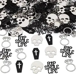 Gothic Bachelorette Party Decor Rip Single Life Confetti Glitter for Table Skull Coffin Paper Scatter Bridal Shower Engagement