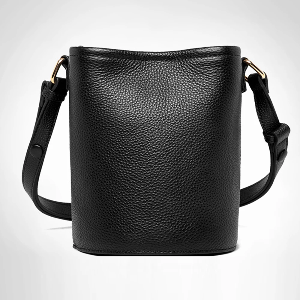 High quality Genuine Leather Mini Bucket Bag Women Handbag Female Phone Bag Ladies Luxury Cowhide Messenger Shoulder Sac