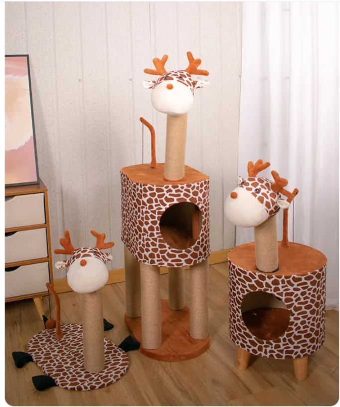

Giraffe cat climbing frame cartoon cat nest does not occupy the space for people and pets to share cat toys pet supplies