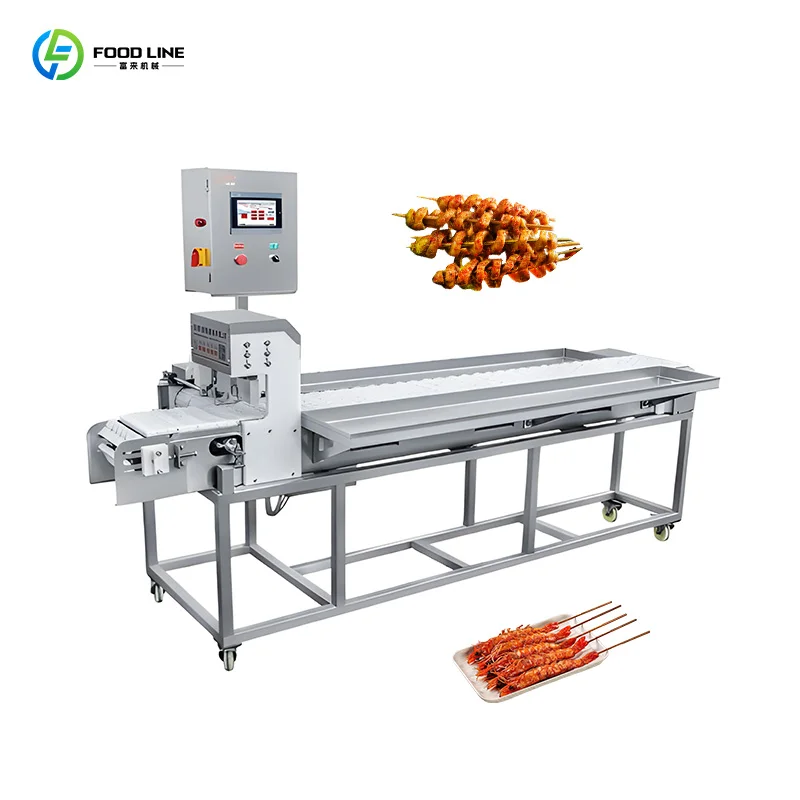 FOODLINE Customized Food Pork Beef Chicken Lamp Meat Skewers Making Machine Bbq Gluten Sausage Skewers Stringing Machine