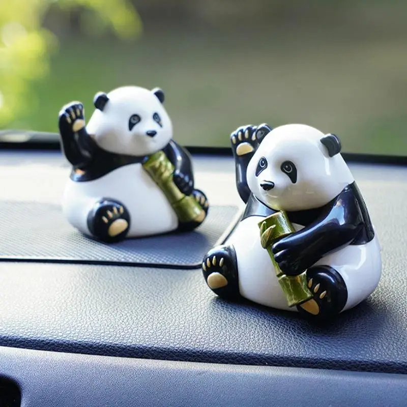 

Dashboard Bobblehead Cute Cartoon Panda Bear Solar Toys Dashboard Figures Desktop Swing Statues Panda Desk Accessories Bobble