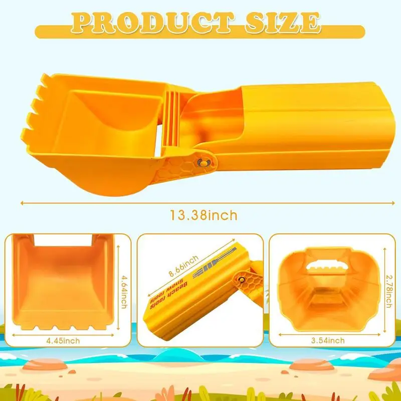 Praia mão escavadeira brinquedo para crianças, engenharia sandbox brinquedos, grande braço escavadeira, escavação de areia, neve shoveling ferramenta, menino crianças