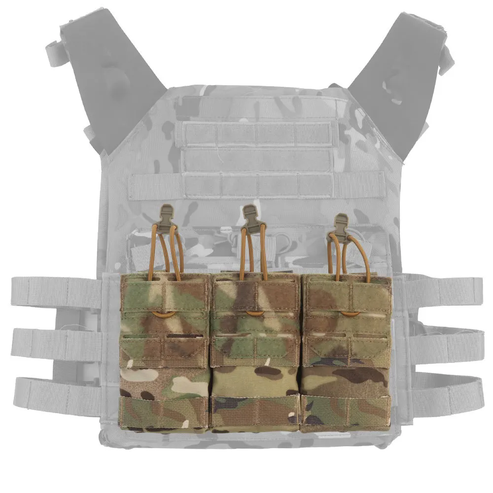 AG 3 MOLLE 5,56 M4 Triple bolsa de cargador, chaleco táctico de retención Bungee, portador de placa K19, placa frontal, bolsa de soporte MAG Airsoft