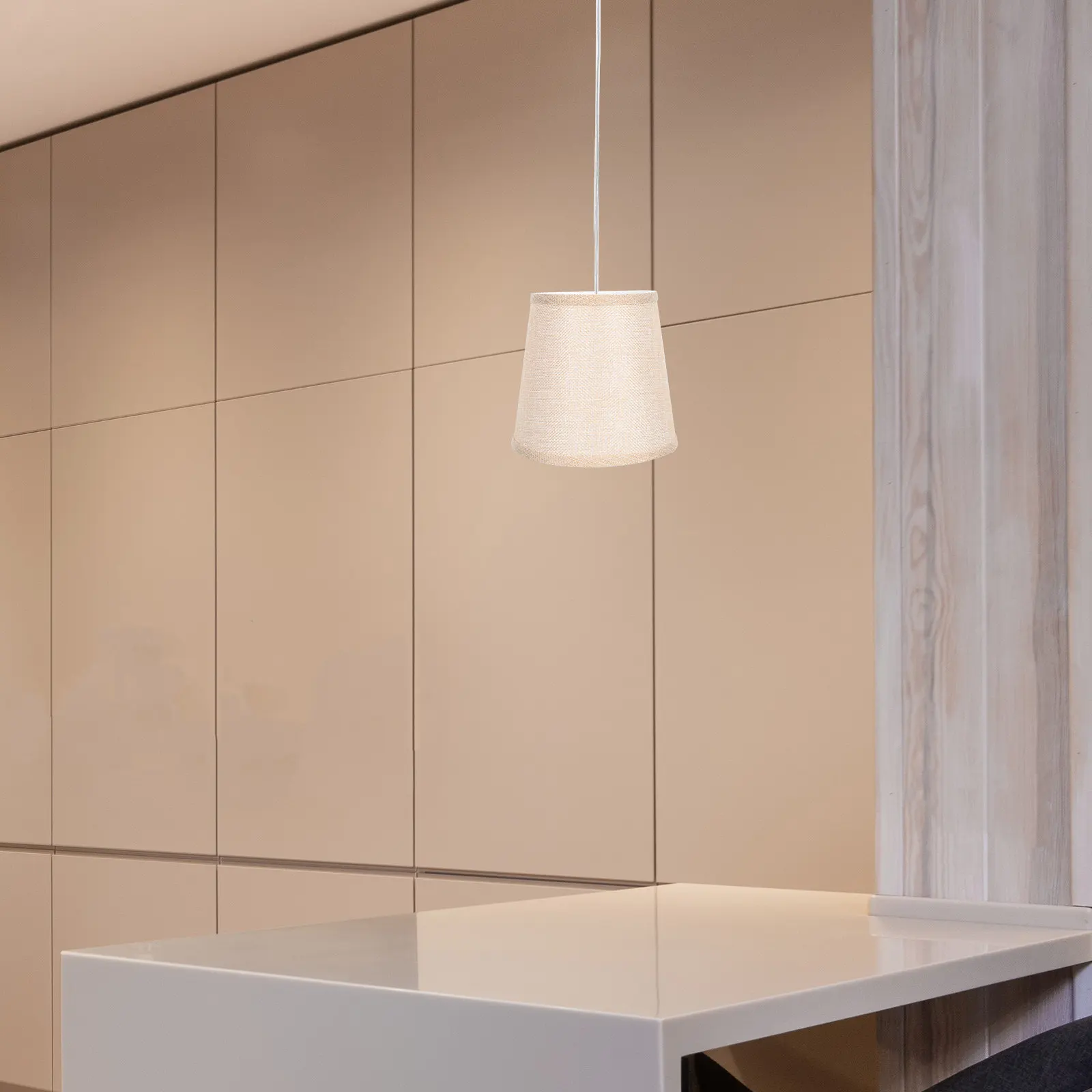 Simple Cloth Lampshade for Pendant Lamp Ceiling Lamp Chandelier Protective Light Cover Sturdy Iron Frame Dust Proof Easy