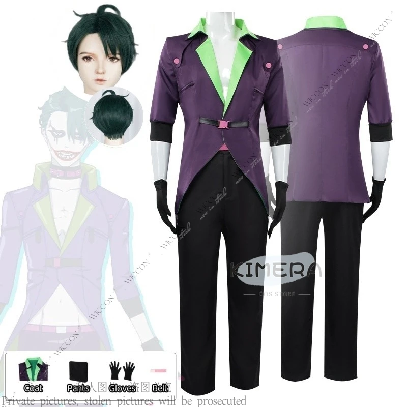 Joker Anime Cosplay Kostuum Pruik Groene Vermomming Volwassen Outfits Mannelijke Halloween Carnaval Party Pak Voor Man Dagelijkse Outfit Rollenspel