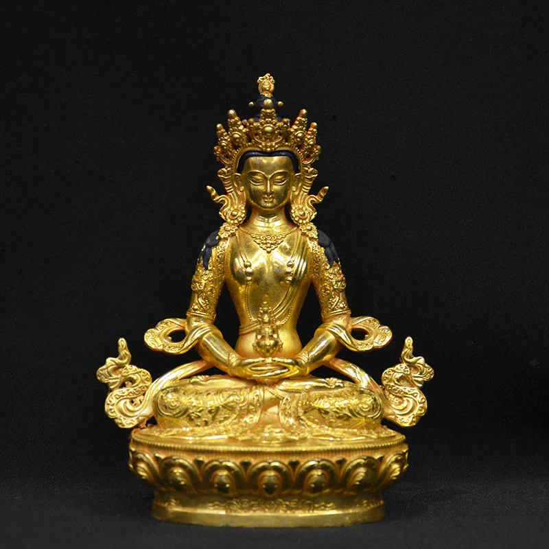 

Tibetan Statue Supplies Tantric Statue Ornaments, Copper Full Gilded Taiwan Buddha Statue, Longevity Buddha