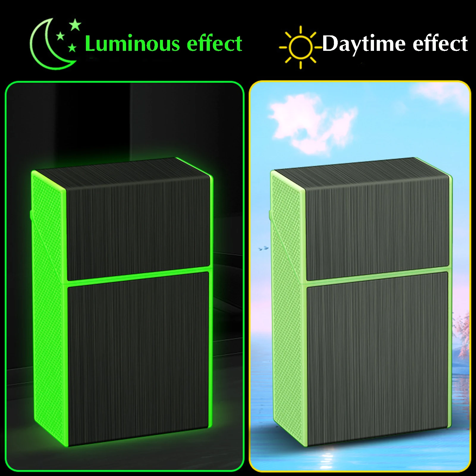 

Portable Luminous Metal Cigarette Case Waterproof Metal Cigarette Holder Box Gifts for Father Husband Brothers