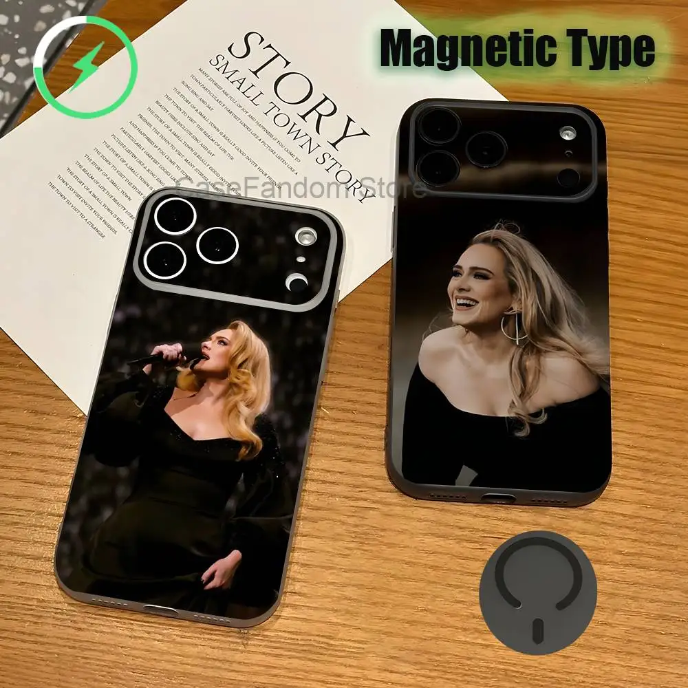 

Singer A-AdeleS Transparent gray Phone Case For iPhone 17,16,15,14,13,12,11,Pro,Max,Plus Magnetic Wireless Charging