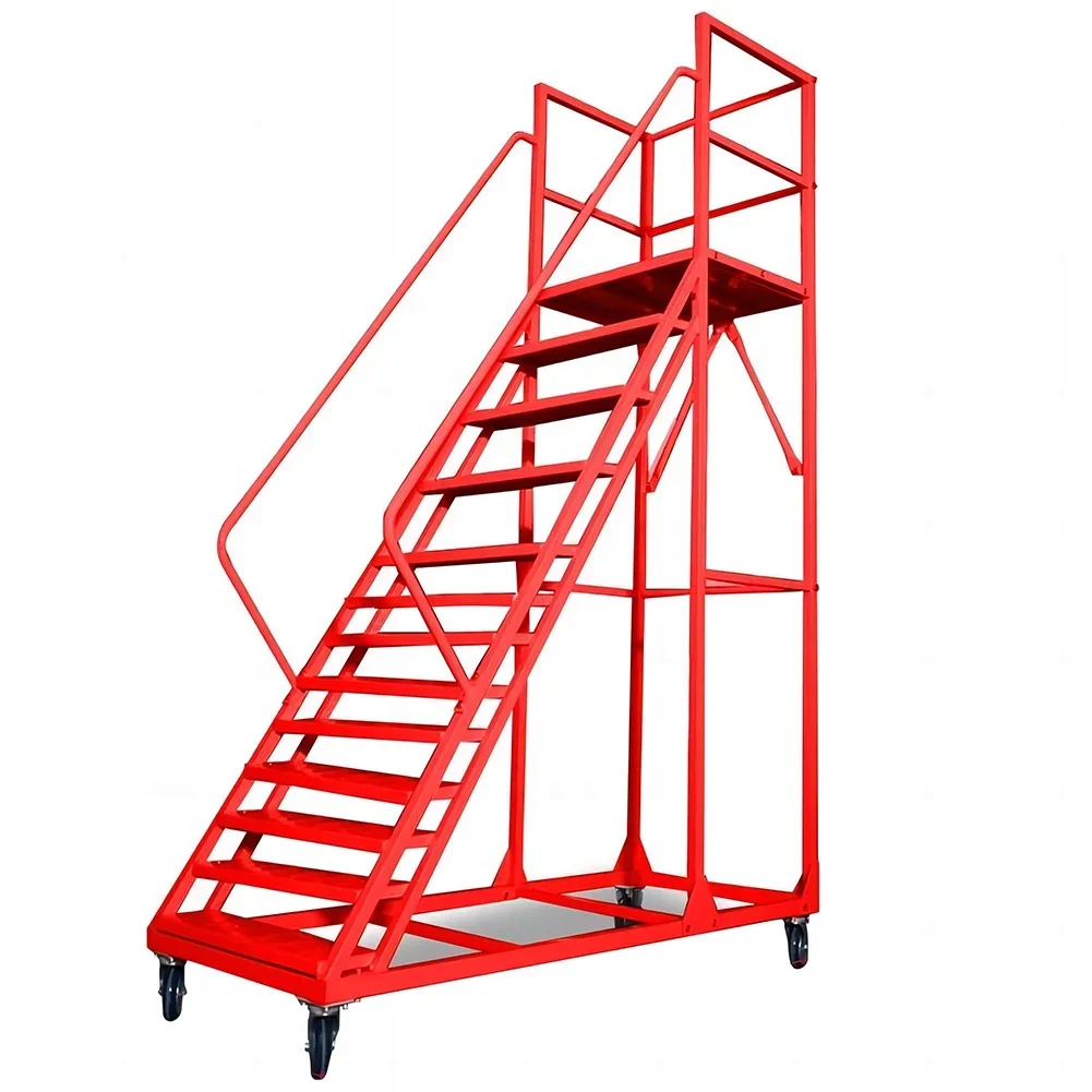 

FBD Customized Steel Metal Step Ladder Movable Platform Ladder 1.5m 2.0m 2.5m 3.0m 3.5m 4.0m 4.5m Climbing Ladder