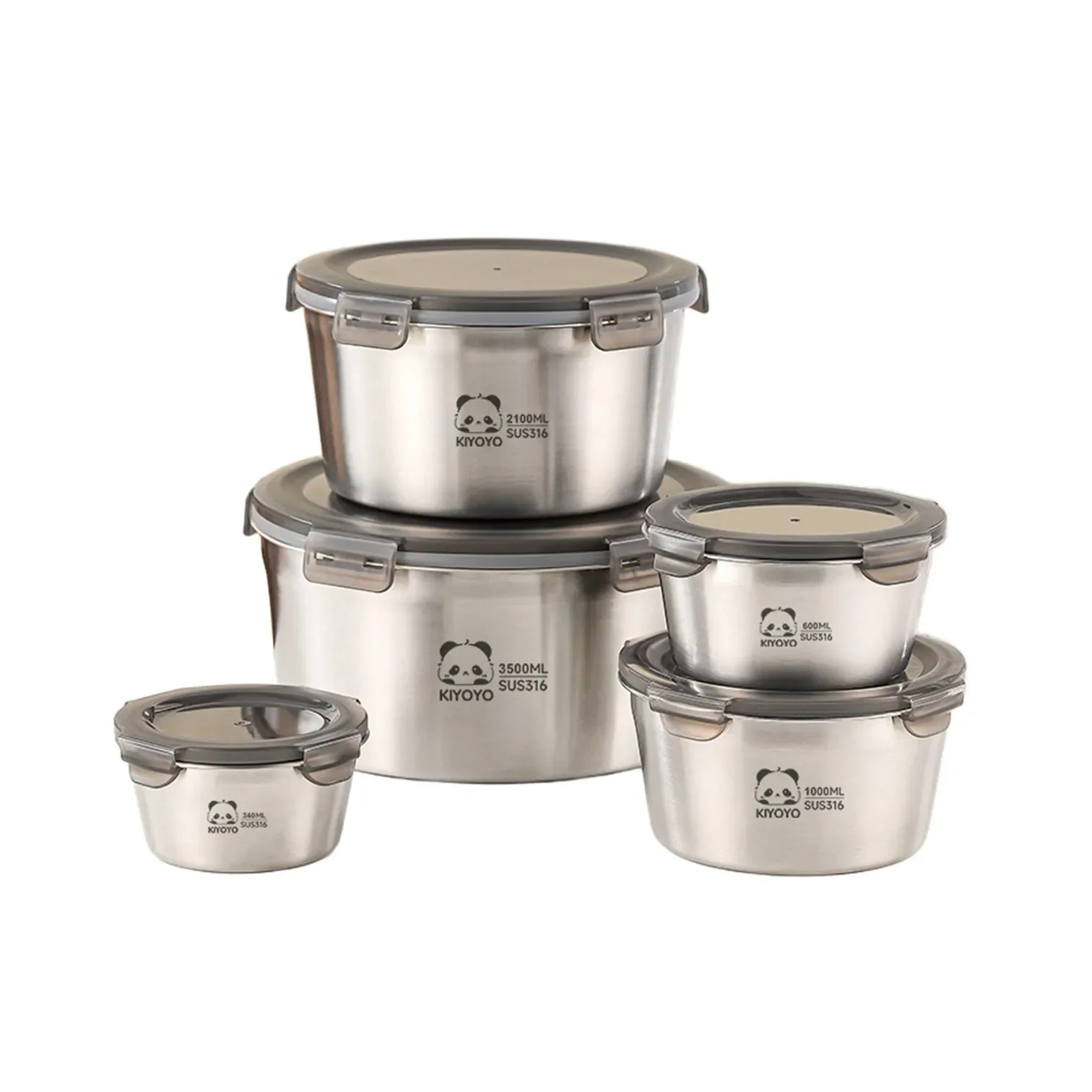 Certified Pure 316 Stainless Steel Kitchen Round Food Box Well Sealed Vegetable and Meat Preservation Case Fridge Organizer