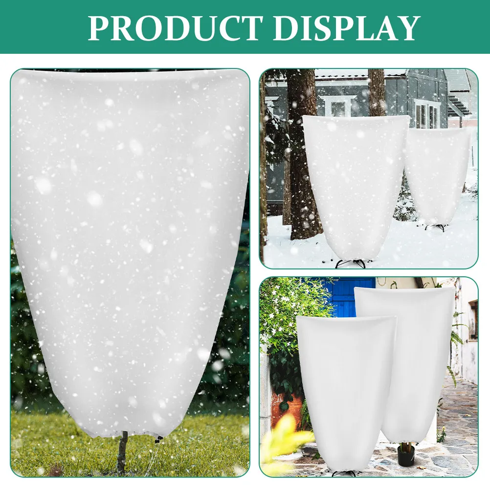 Thick Breathable Non-Woven Plant Frost Cover with Adjustable Drawstring for Trees, Shrubs, Palms – Winter Protection