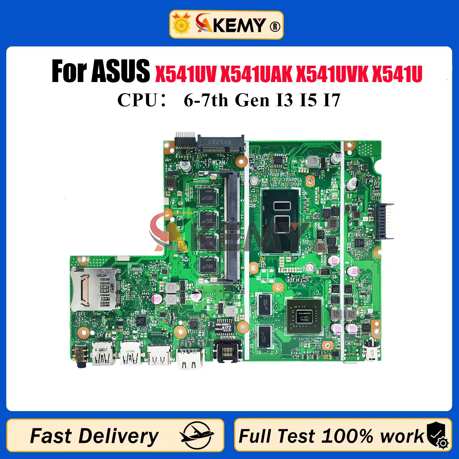 

X541UV Laptop Motherboard For ASUS VivoBook X541U A541U F541U A541U R541U X541UV X541UAK X541UVK X541UJ Mainboard I3 I5 I7 CPU