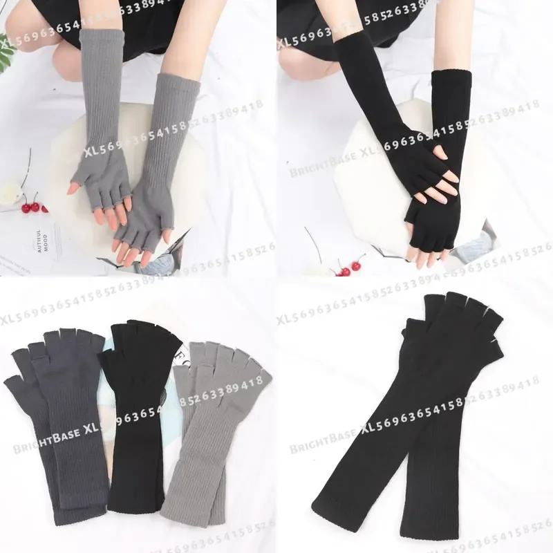 New Unisex Black Winter Knitted Half Finger Gloves Thick Warm Short Mittens for Men Women Keep Hands Warm for Typing Texting