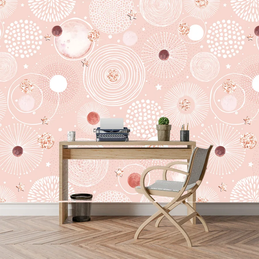 

Self Adhesive Wallpapers Custom Accept for Bedroom Walls Covering Papers Home Decor Foil and Watercolor Circle Wall Panel Murals