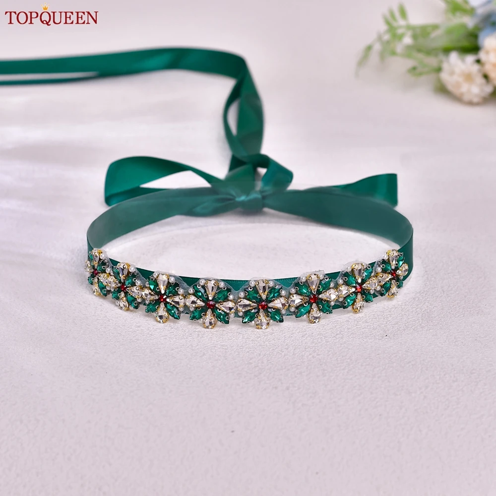 Topqueen feminino festa de natal completo strass cinto casamento dama de honra cintura decoração faixa artesanal cinto de noiva s205