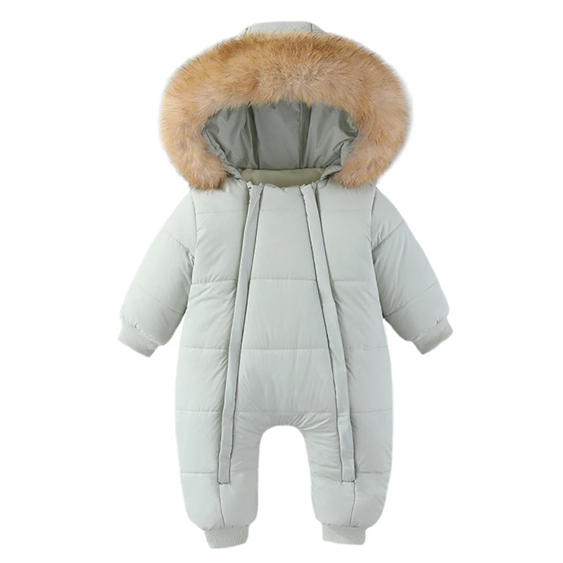 Neugeborenen-Baby-Mantel für Herbst und Winter, verdickter Baby-Strampler, Overall, warmer Baby-Overall mit Kapuze und Samt, Babykleidung für 0–18 Monate – Detail 4