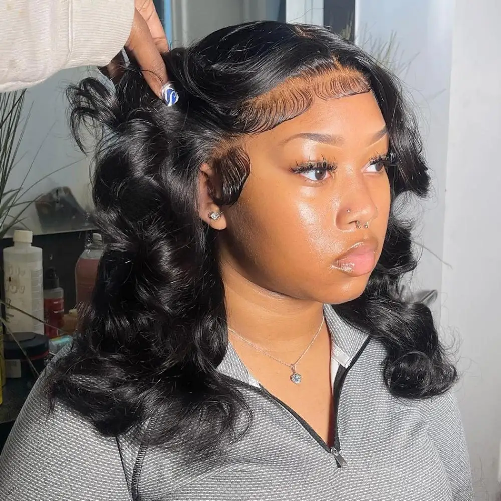 

100% Human Hair Deep Water Wave Lace 13x4 Frontal Wigs Black Curly Short Bob 13x6 HD Transparent Lace Front Wig For Women Choice