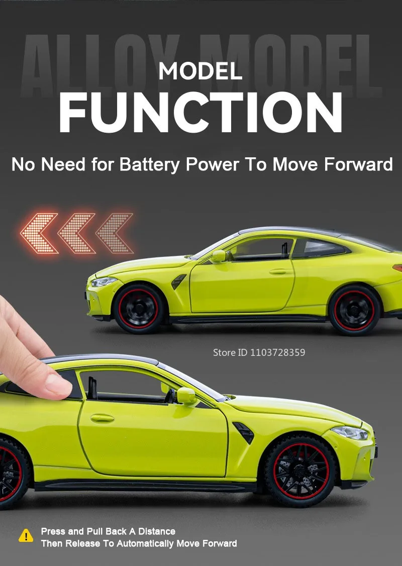 1:32 M4 320I Simulation Auto Modell Spielzeug Metall Diecast Türen Geöffnet Sound Licht Zurückziehen Gummi Reifen Ornament Fahrzeuge für Kinder – Detail 7