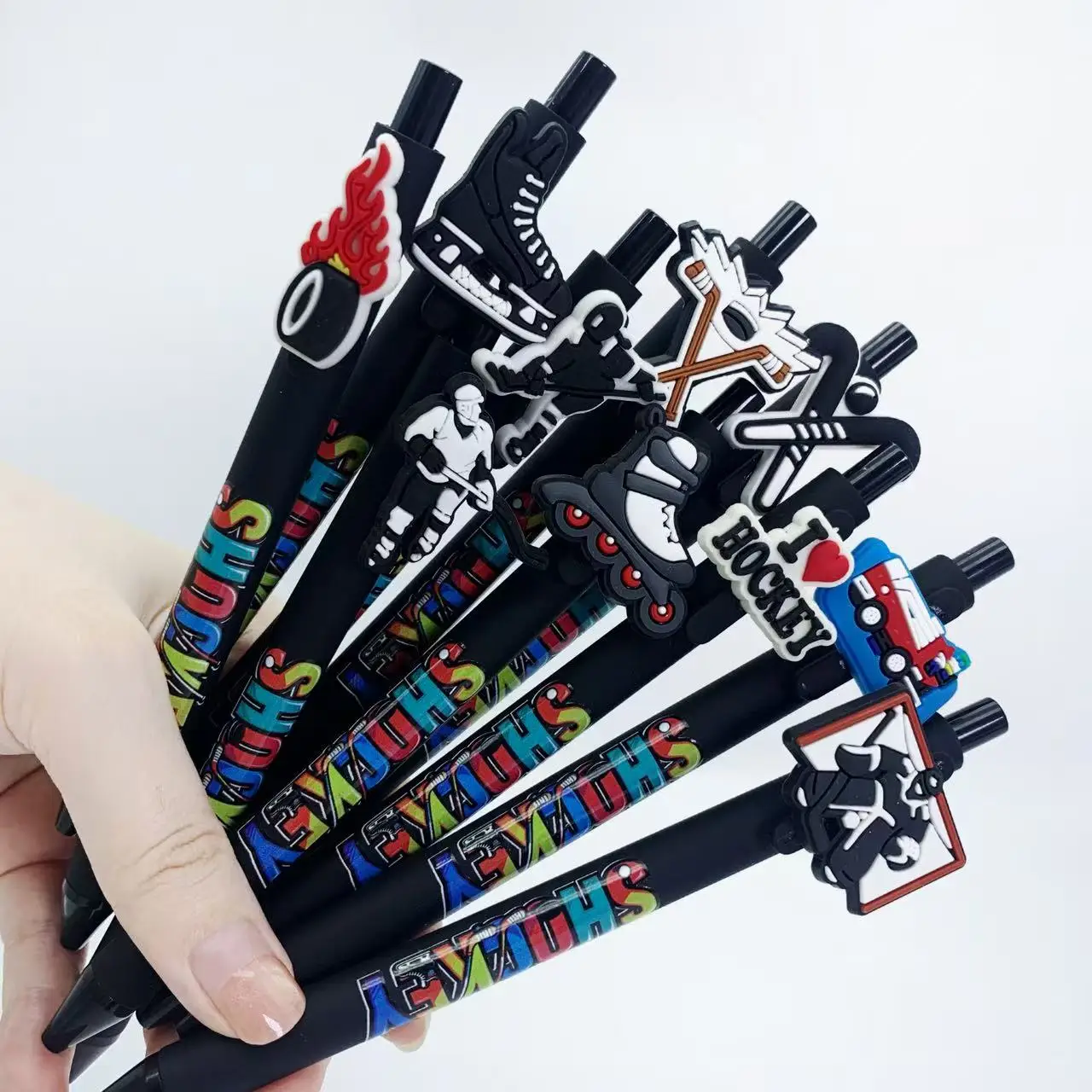 8 قطع/15 قطعة من أقلام الهدايا الإبداعية للهوكي الأسود، أقلام توقيع على شكل تزلج #5