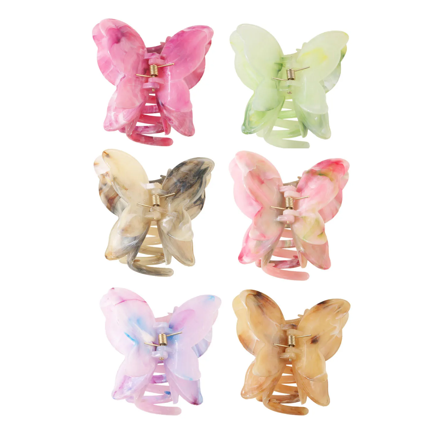 6 PCS Butterfly Hair Clips Tortoise Shell Hair Claw Clips Jaw Clips 2.6 inch Girls Butterfly Hair Claw Clips