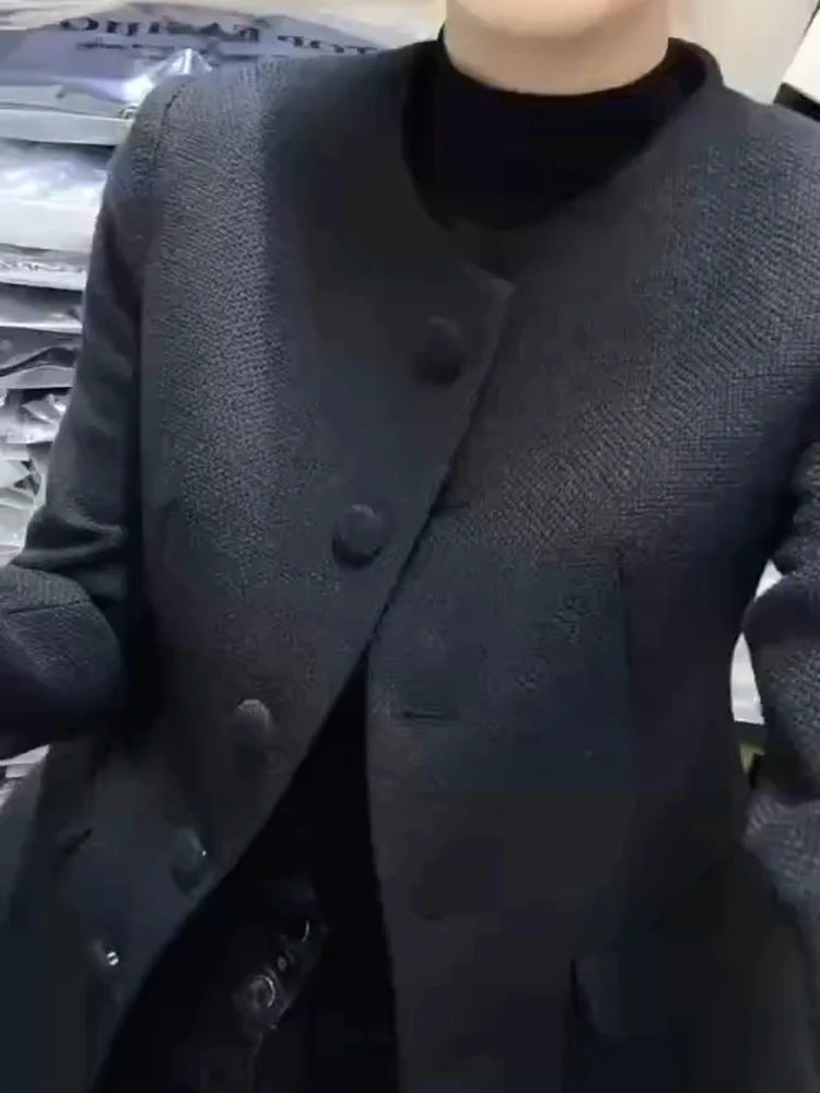 

Faionable Korean Sle Women's Jaet 2025 Spring New Slimming Bla Versatile Ele Outerwear ort Coat for Ladies