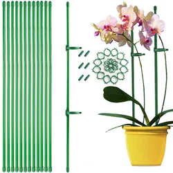 12/20Pcs Plant Stakes,18 Inch, Green Plant Sticks Support,  Adjustable Garden Single Stem Support Stake