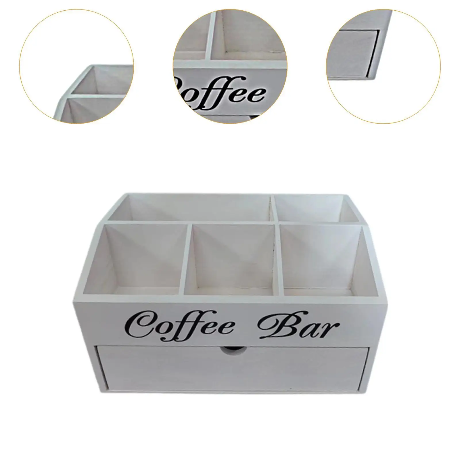 Rustic Coffee Bar Organizer Wood Coffee Pod Holder for Capsule Storage Sugar Packet Cup Station Farmhouse Counter Decor