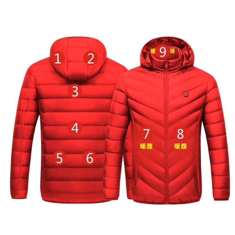 Outdoor Hooded Warm Heated Coats Autumn Winter Heating Clothing Smart Constant Temperature Men Women USB Heated Cotton Jackets