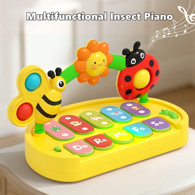 

Baby Musical Instrument Toys for 0-3 Years Old Toddler Colorful Insect Flower Musical Piano with Light Early Education Toy Gifts
