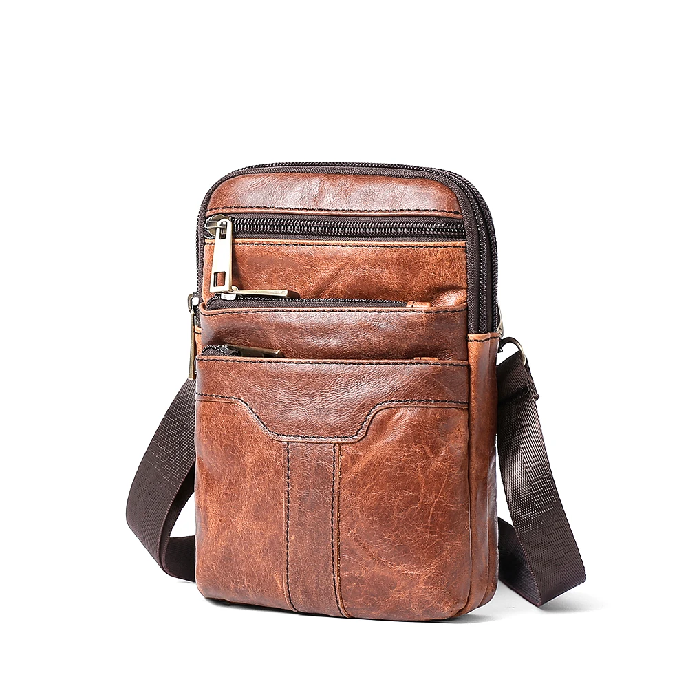 

WESTAL Cowhide Retro Wear Belt Small Hanging Bag Multi-Functional Leather Shoulder Cross Bag Men's Mobile Phone Small Bag