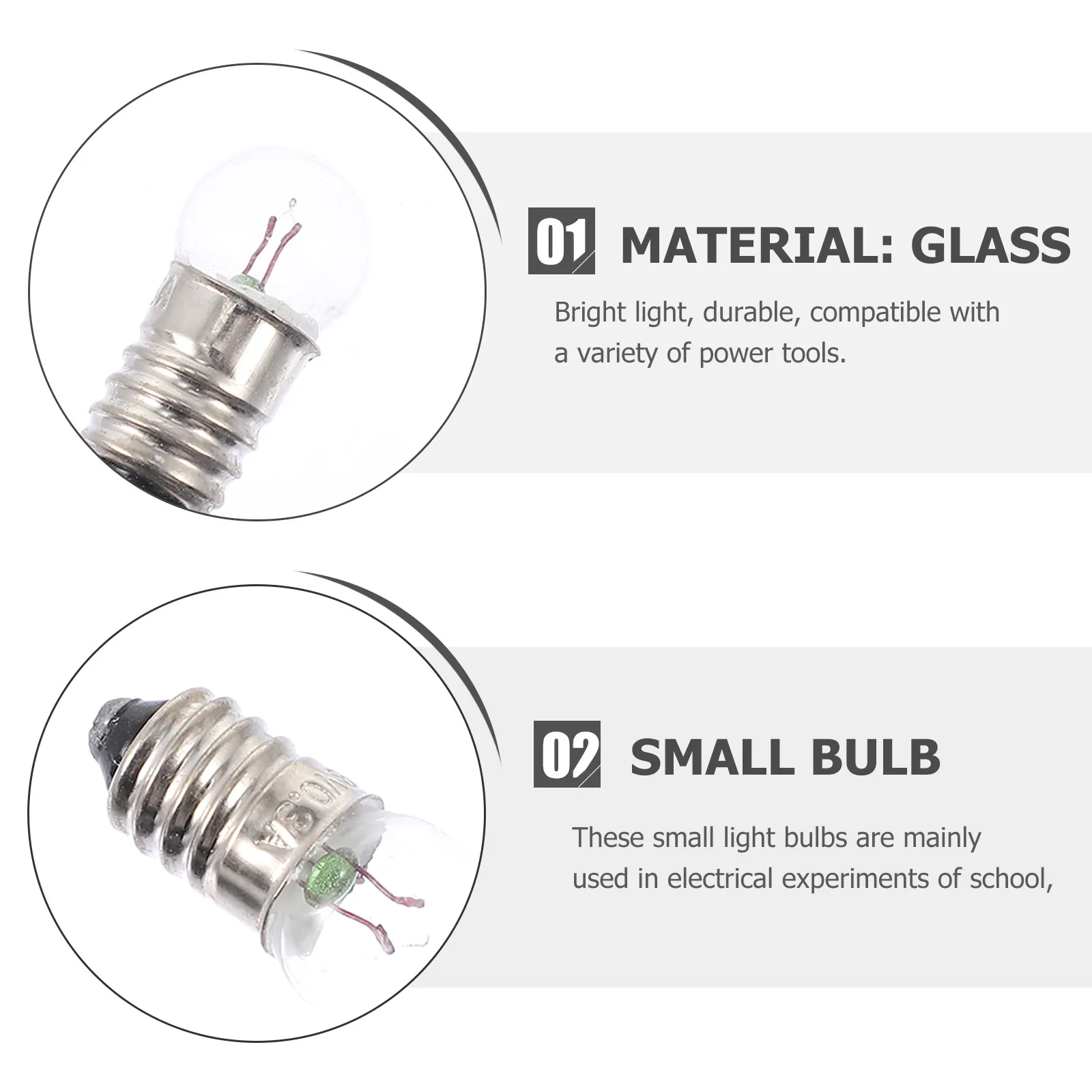 

50 шт. миниатюрных лампочек 3,8 В 0,3 А, стеклянные маленькие лампы для экспериментов с цепями, учебные пособия, наборы для изучения электроники
