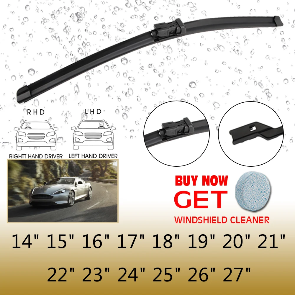 

Wiper Blade Push Button Type 14"15"16"17"18"19"20"21"22"23"24"25"26"27" Windscreen Windshield Rubber LHD/RHD Car Accessories