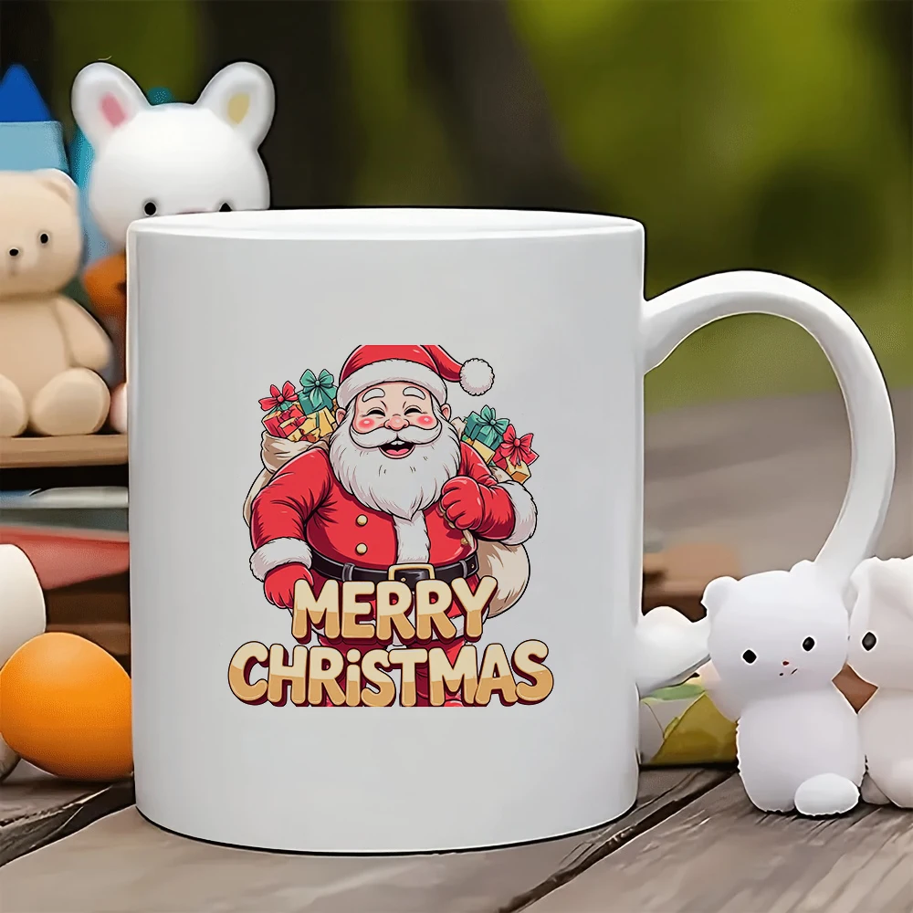 

11oz Santa Claus cartoon mug + exquisite gift bag + Merry Christmas cup - Family office Christmas gift