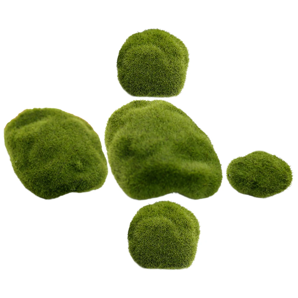 

5Pcs Simulated Moss Stones Versatile Garden Decor for Fish Tanks Terrariums Pots Landscaping Crafts Home Exterior