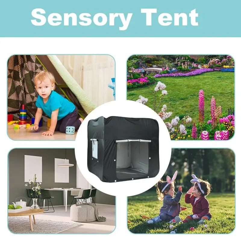 Tenda sensorik portabel luar ruangan rumah bermain sensor peralatan bermain dalam ruangan tenda lipat dengan tas Travel untuk anak laki-laki dan perempuan