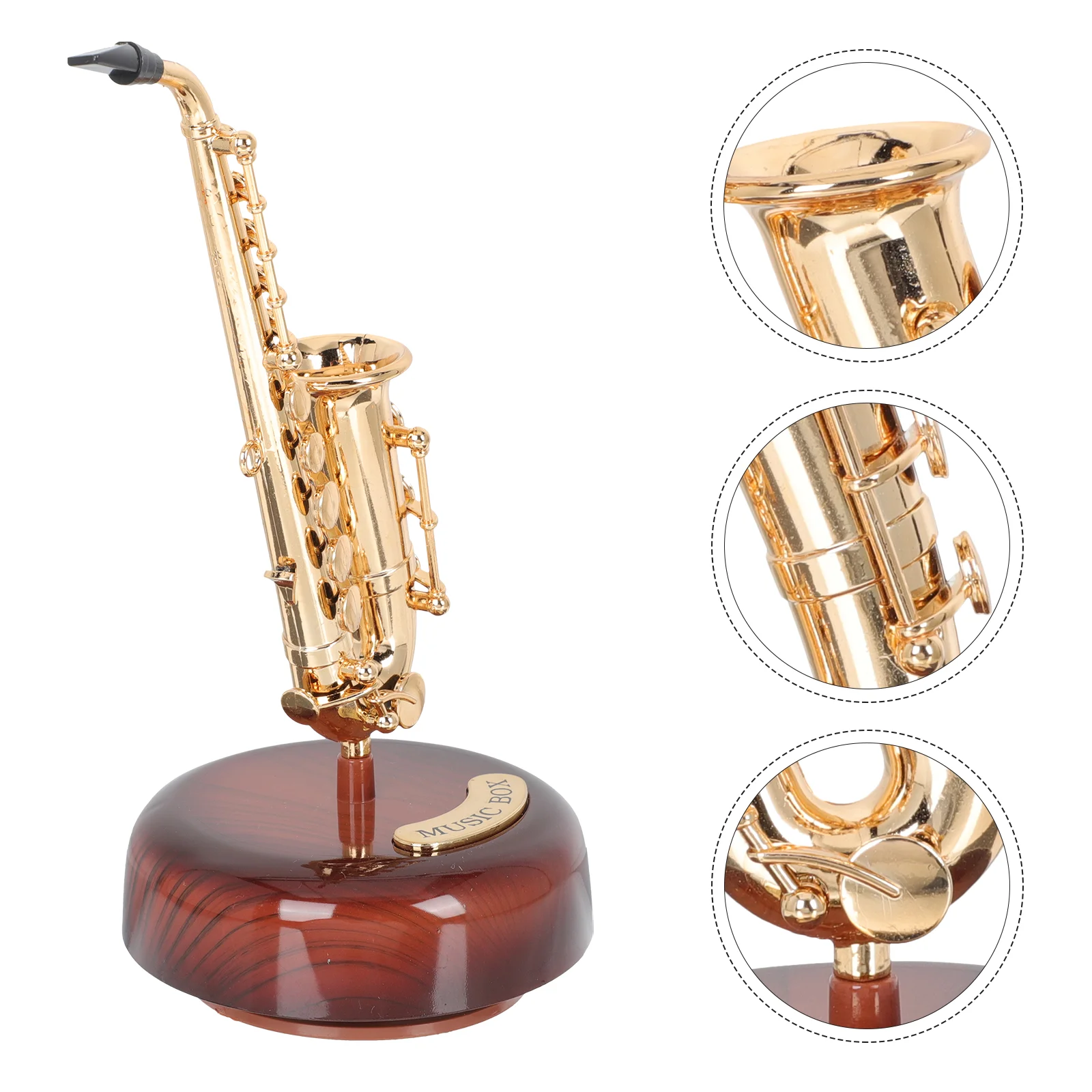 Bass Drum Tom Bracket Saxophone Music Box Musical Instruments Gift for Housewarming Violin Golden