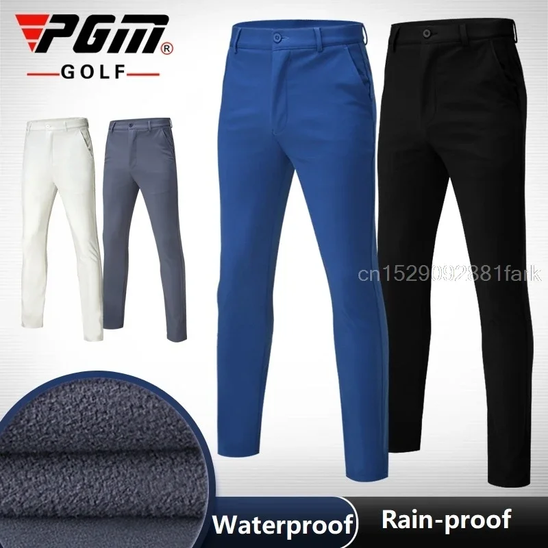 Pgm Men Golf Pants Winter Waterproof Thick Warm Pants Plus Velvet Tennis Golf Wear Warm Golf Ball Pants For Men Rain Snow Proof