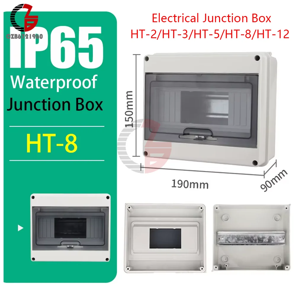 HT-2 HT-3 HT-5 HT-8 HT-12 Electrical Junction Box IP65 Waterproof Outdoor Distribution Box Transparent Cover Switch Wiring Boxes