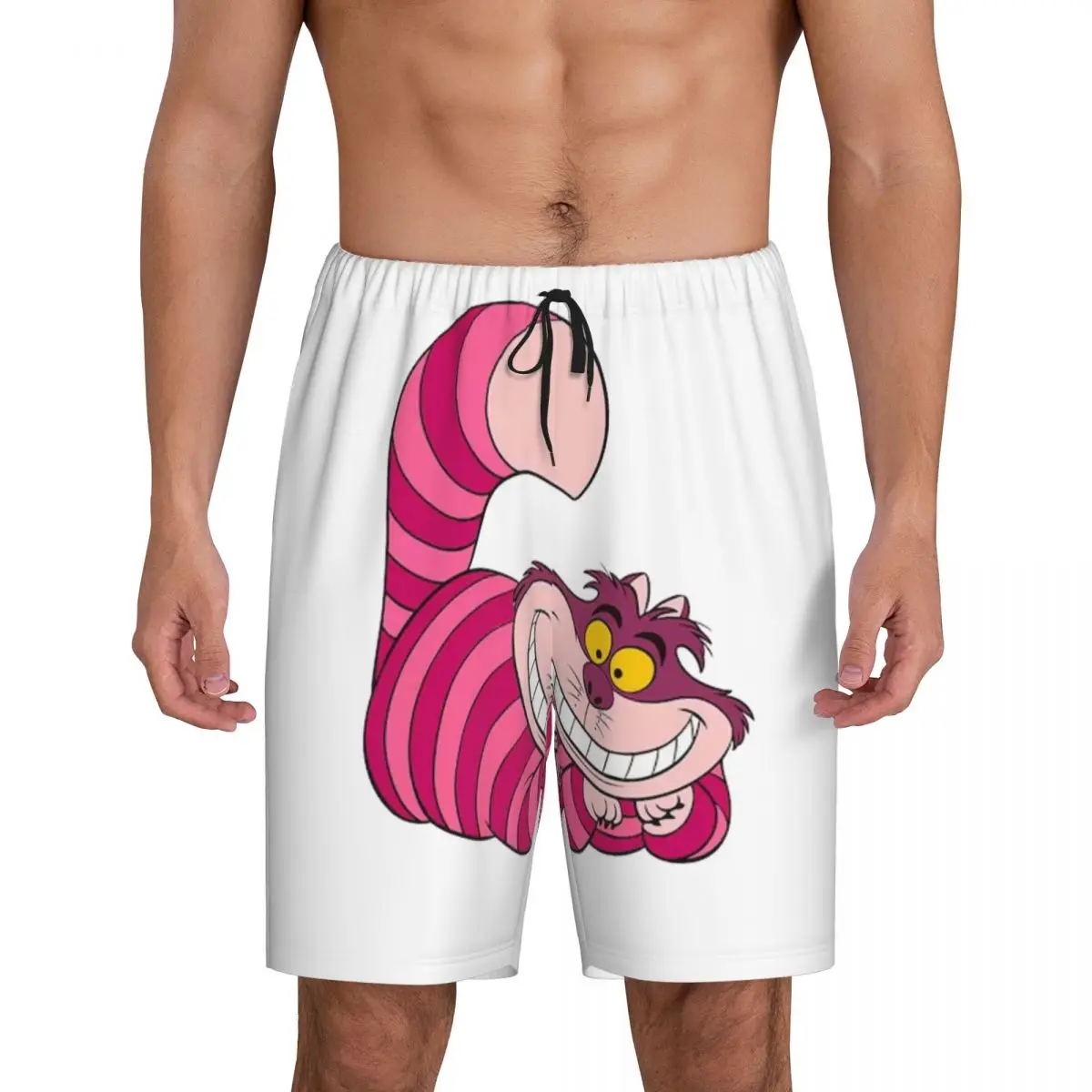 

Custom Print Men's Cartoon Manga Cheshire Cat Smile Pajama Bottoms Sleepwear Pjs Sleep Shorts with Pockets