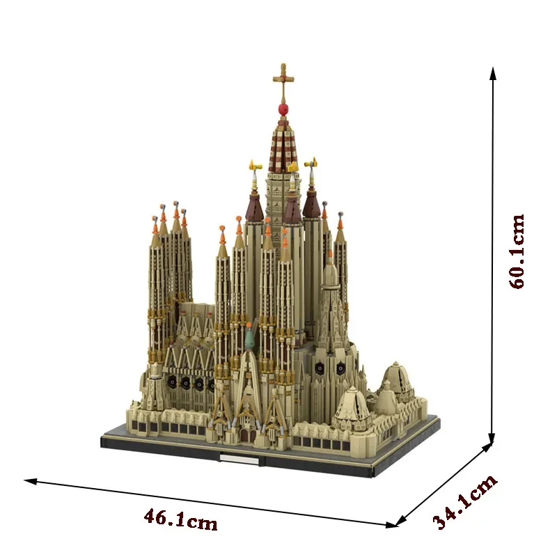 MOC Spanish Architecture Church Barcelona Building Blocks, Sagrada Familia DIY Building Complex Building Blocks Christmas Gifts