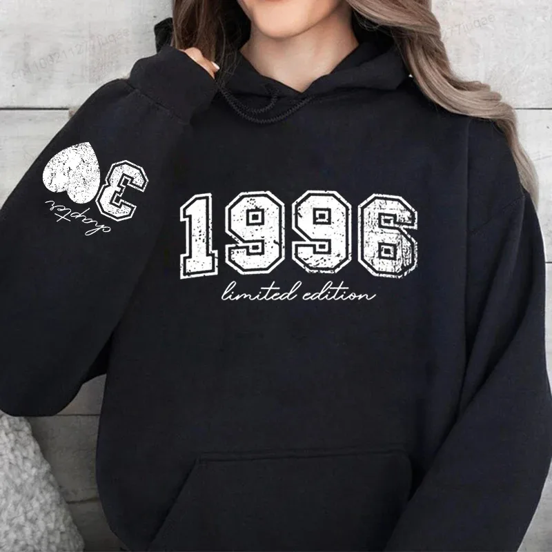 Fashion Womens Hoodies 30th Birthday Hoodies Sweatshirts Personalized Limited Edition 1996 Hooded Sweatshirts Vintage Clothes
