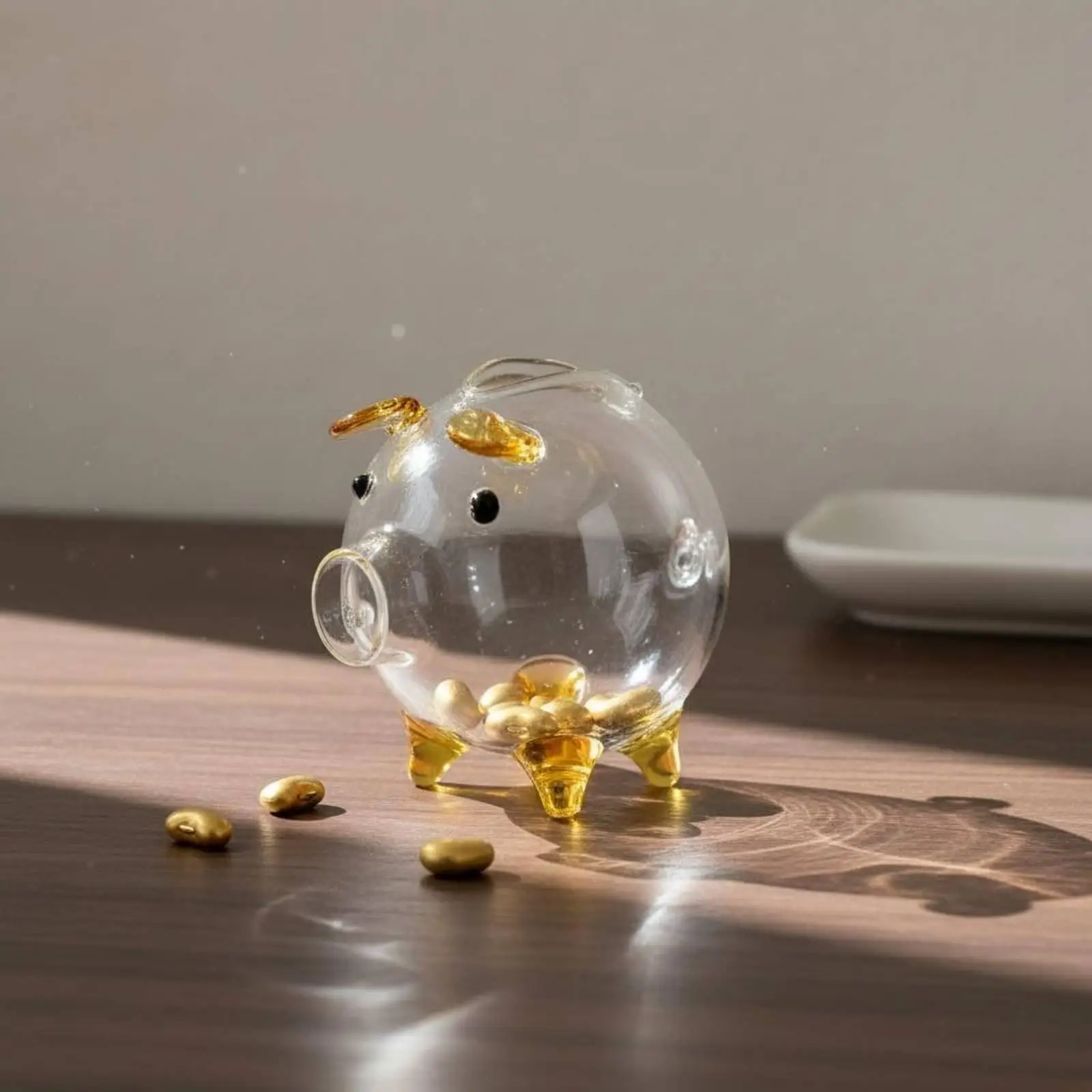 Mini Piggy Bank Clear Glass Money Saving Container for Children Cute Animal Decor Storage Jar for Nursery Room Gift for Newborn