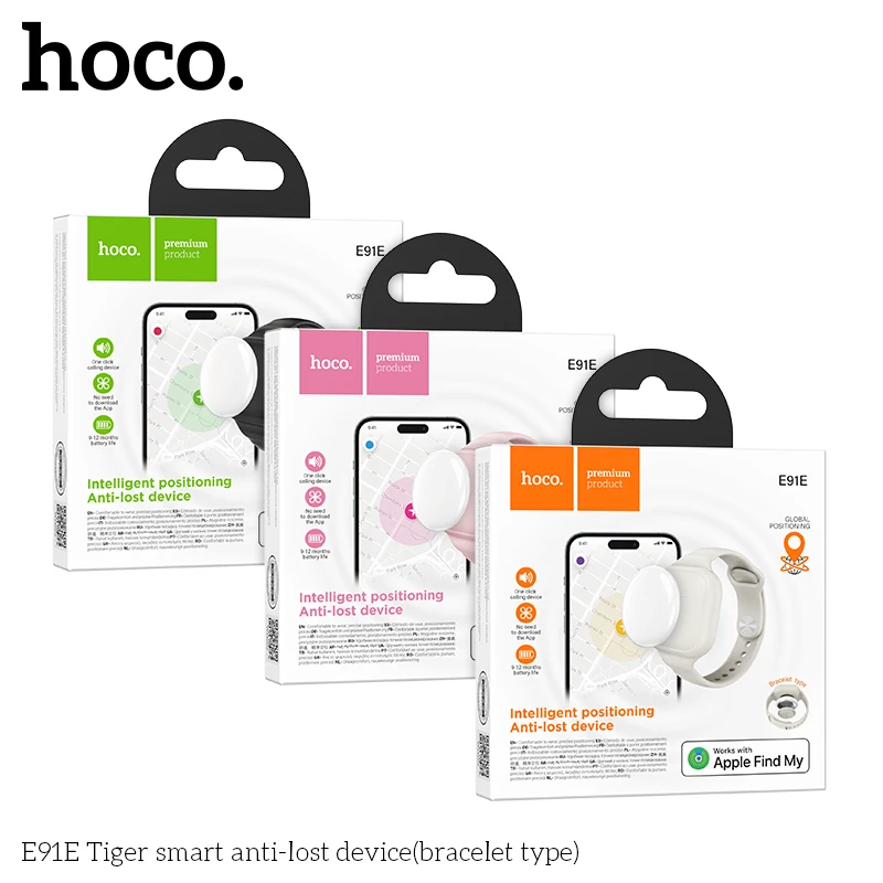 HOCO E91E Mini etiqueta de seguimiento GPS inteligente Compatible con iOS Apple Find My App recordatorio antipérdida lla