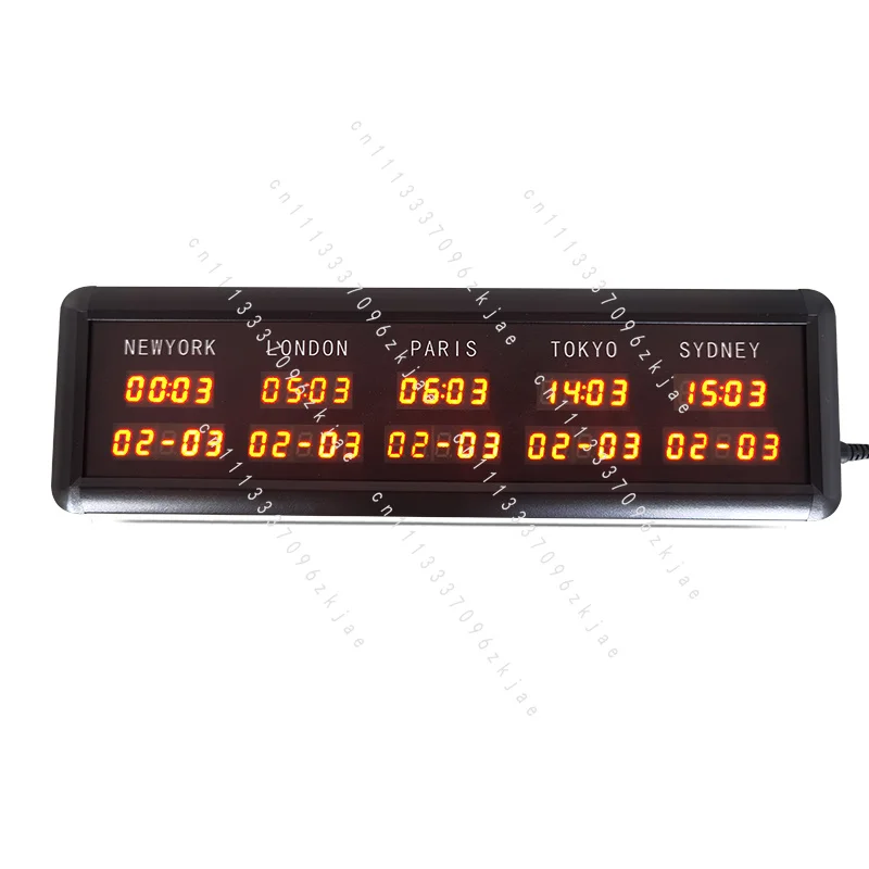 LED Mini Digital World Time Zone 0.4 Inch Clock Electronic Clock LED Multi Zone Clock 5 Cities with Date