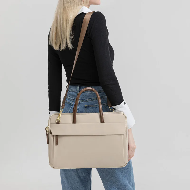 

2025 New Women's 13.3 14 15.6 Inch Laptop Handbag - Solid Color Stylish Commuter Business Work Bag Waterproof Briefcase ﻿