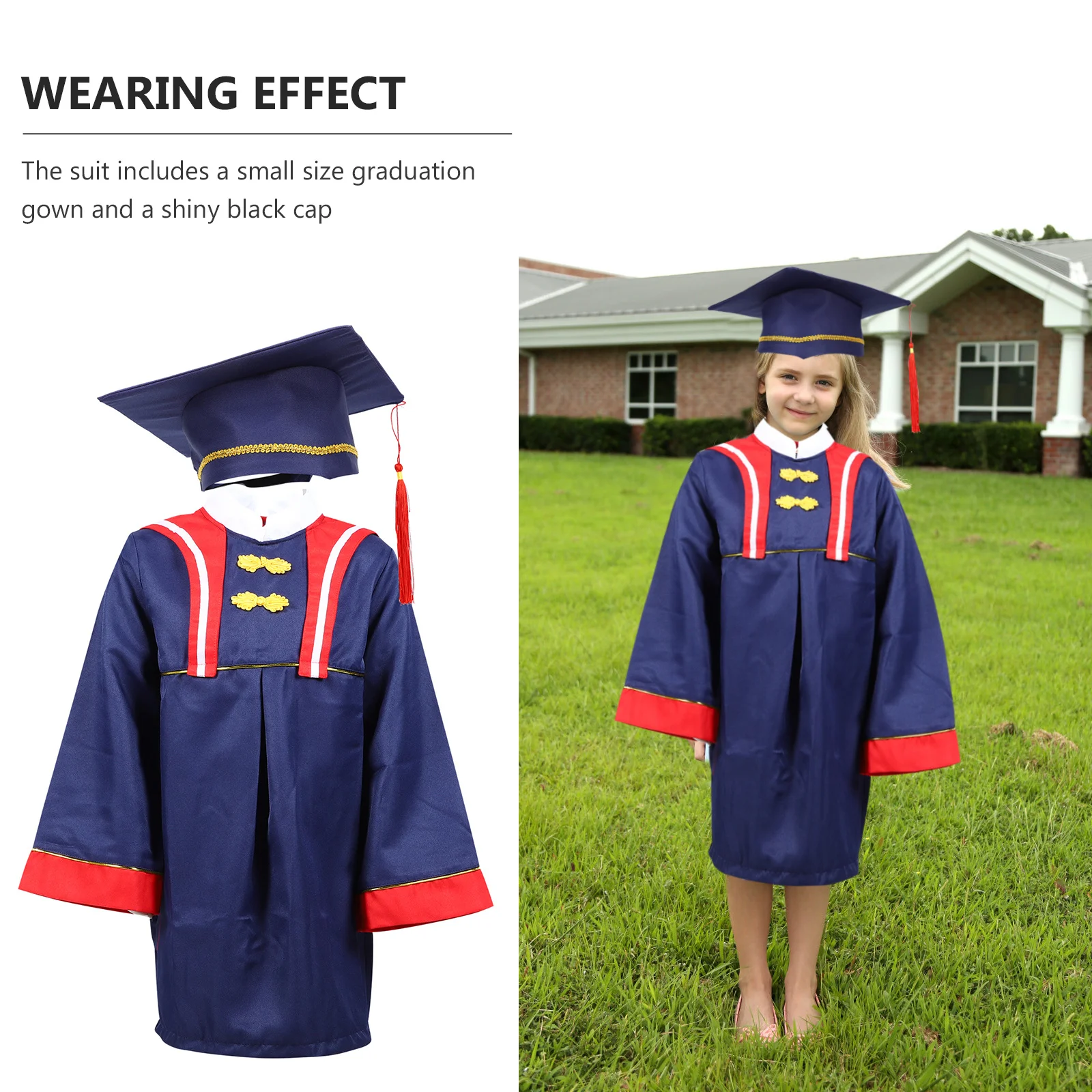 

1Set Boy Preschool Graduation Gown Hat Set Beautiful Delicate Keepsake Costume Stage Performance Party Wear Kids Charming